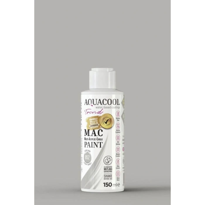 Aquacool Trend Su Bazlı Akrilik Dönüşüm Boyası 852 Açık Gri 150ml