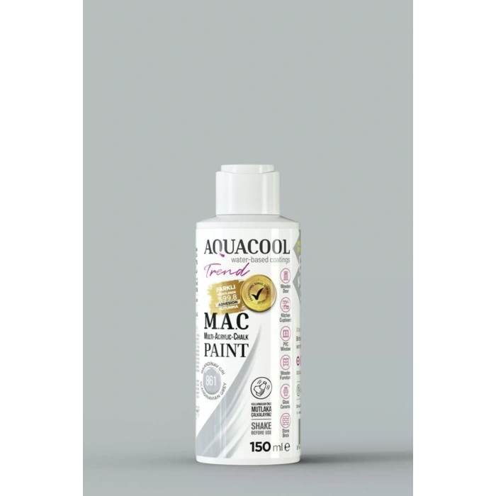 Aquacool Trend Su Bazlı Akrilik Dönüşüm Boyası 861 İskandinav Gri 150ml