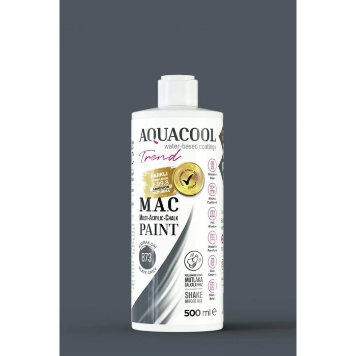 Aquacool Trend Su Bazlı Akrilik Dönüşüm Boyası 873 Kayrak Gri 500ml