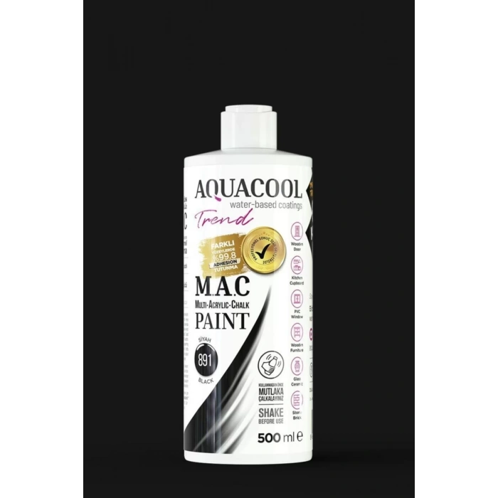 Aquacool Trend Su Bazlı Akrilik Dönüşüm Boyası 891 Siyah 500ml