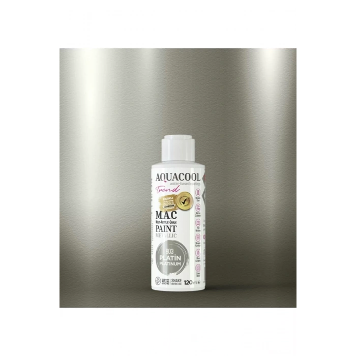 Aquacool Trend Su Bazlı Akrilik Dönüşüm Boyası Metalik Renk 903 Platin 120ml