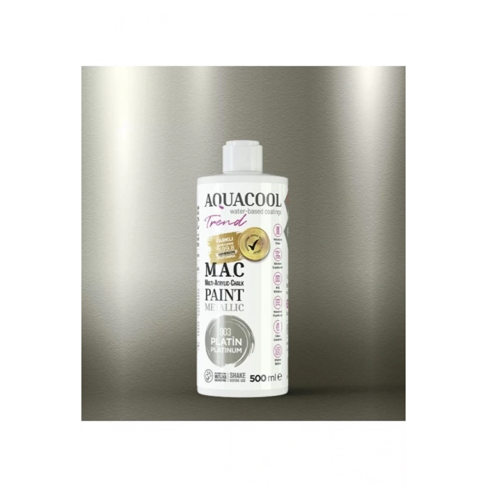 Aquacool Trend Su Bazlı Akrilik Dönüşüm Boyası Metalik Renk 903 Platin 500ml