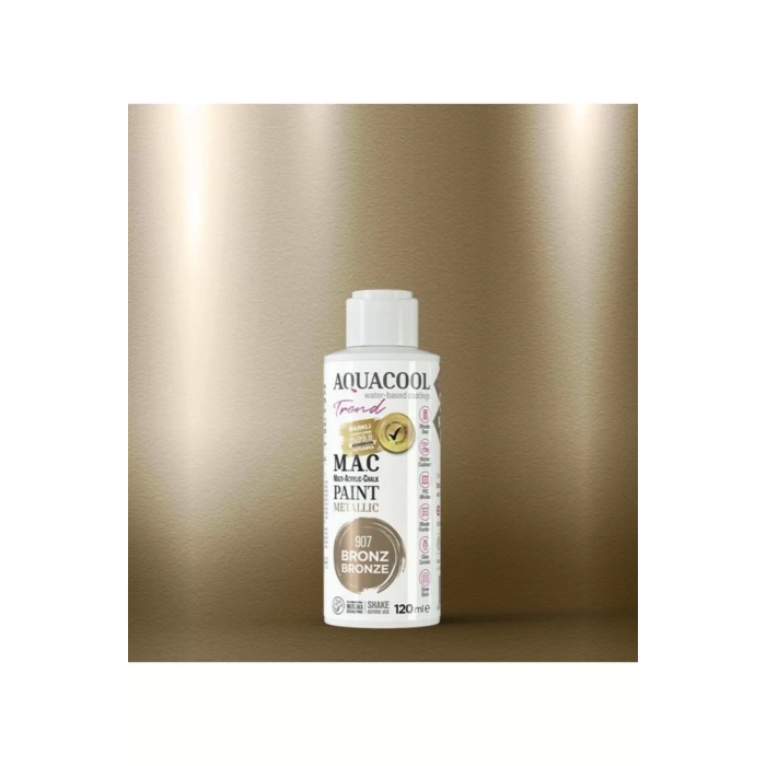 Aquacool Trend Su Bazlı Akrilik Dönüşüm Boyası Metalik Renk 907 Bronz 120ml