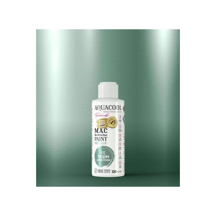 Aquacool Trend Su Bazlı Akrilik Dönüşüm Boyası Metalik Renk 912 Yeşim 120ml