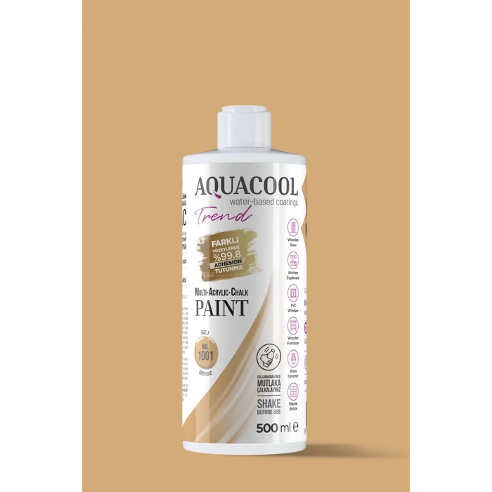 Aquacool Trend Su Bazlı Akrilik Dönüşüm Boyası RAL 1001 Bej 500ml