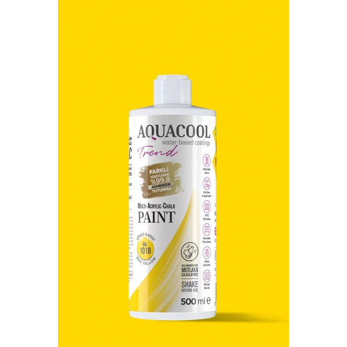 Aquacool Trend Su Bazlı Akrilik Dönüşüm Boyası RAL 1018 Çinko 500ml