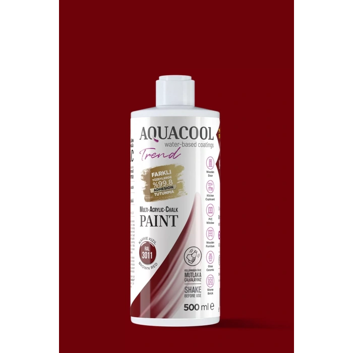 Aquacool Trend Su Bazlı Akrilik Dönüşüm Boyası RAL 3011 Kahve Kızıl 500ml