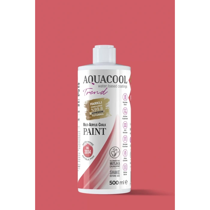 Aquacool Trend Su Bazlı Akrilik Dönüşüm Boyası RAL 3014 Antik Pembe 500ml