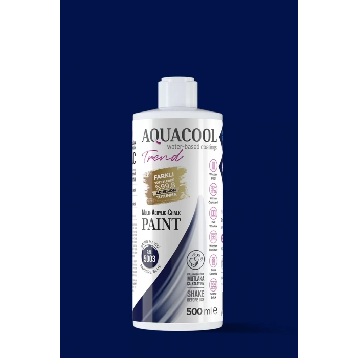 Aquacool Trend Su Bazlı Akrilik Dönüşüm Boyası RAL 5003 Safir Mavisi 500ml