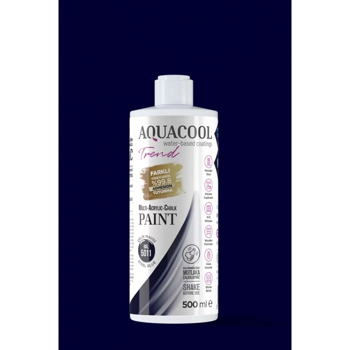 Aquacool Trend Su Bazlı Akrilik Dönüşüm Boyası RAL 5011 Çelik Mavisi 500ml