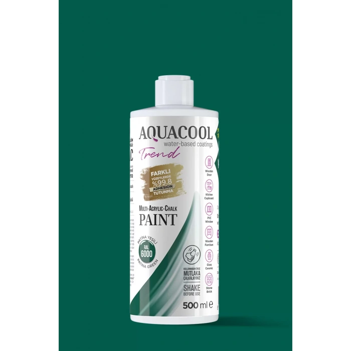 Aquacool Trend Su Bazlı Akrilik Dönüşüm Boyası RAL 6000 Patina Yeşili 500ml