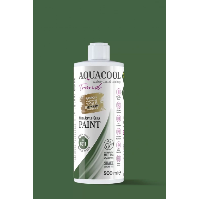 Aquacool Trend Su Bazlı Akrilik Dönüşüm Boyası RAL 6011 Reseda Yeşili 500ml