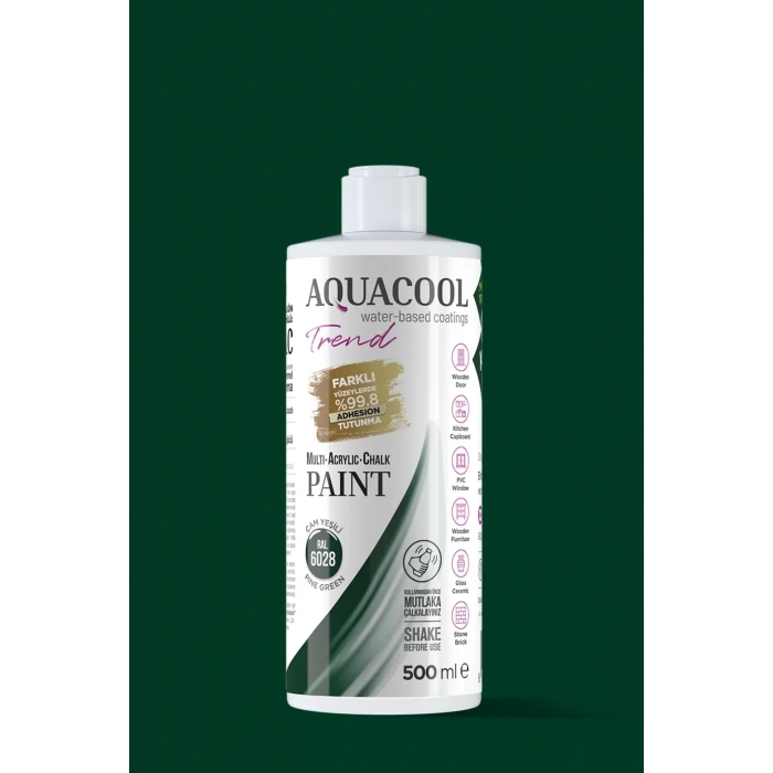 Aquacool Trend Su Bazlı Akrilik Dönüşüm Boyası RAL 6028 Cam Yeşili 500ml