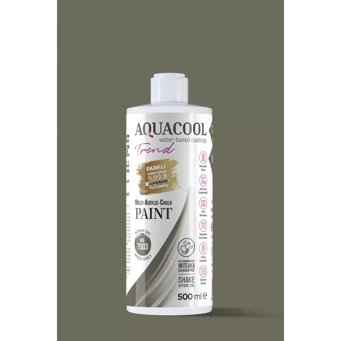 Aquacool Trend Su Bazlı Akrilik Dönüşüm Boyası RAL 7003 Yosun Gri 500ml