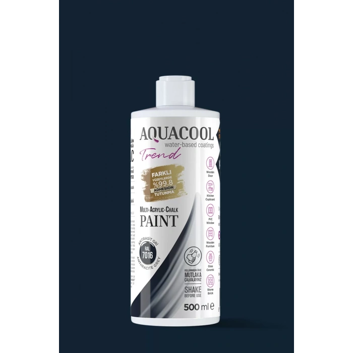 Aquacool Trend Su Bazlı Akrilik Dönüşüm Boyası RAL 7016 Antrasit Gri 500ml