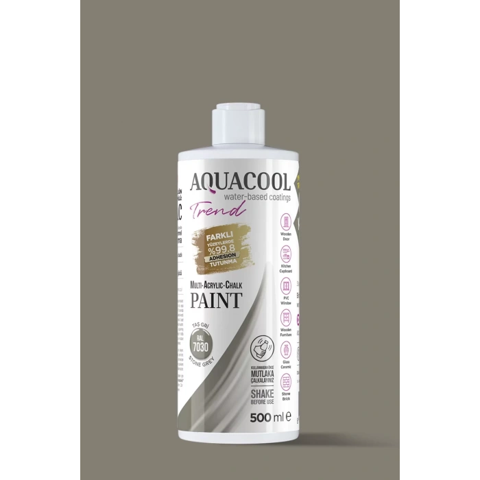 Aquacool Trend Su Bazlı Akrilik Dönüşüm Boyası RAL 7030 Taş Gri 500ml
