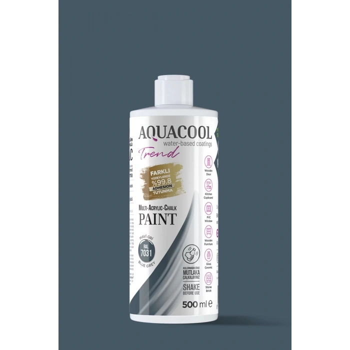 Aquacool Trend Su Bazlı Akrilik Dönüşüm Boyası RAL 7031 Mavi Gri 500ml
