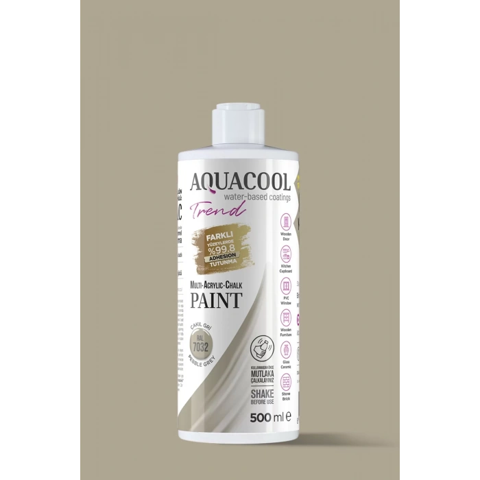 Aquacool Trend Su Bazlı Akrilik Dönüşüm Boyası RAL 7032 Çakıl Gri 500ml