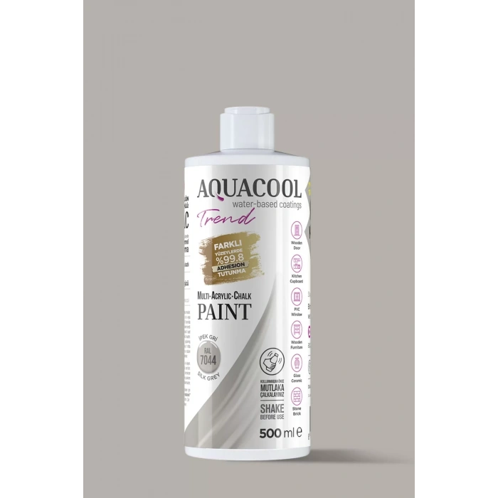 Aquacool Trend Su Bazlı Akrilik Dönüşüm Boyası RAL 7044 İpek Gri 500ml