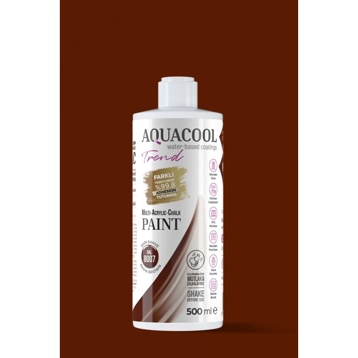 Aquacool Trend Su Bazlı Akrilik Dönüşüm Boyası RAL 8007 Sarı Kahve 500ml