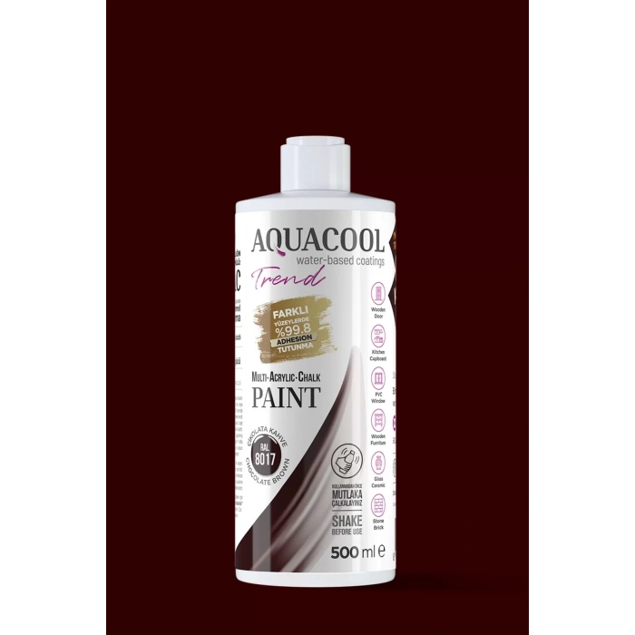 Aquacool Trend Su Bazlı Akrilik Dönüşüm Boyası RAL 8017 Çikolata Kahve 500ml