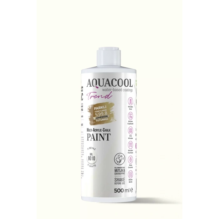 Aquacool Trend Su Bazlı Akrilik Dönüşüm Boyası RAL 9010 Saf Beyaz 500ml