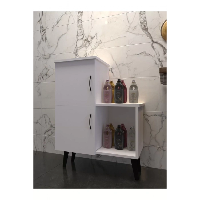 Beyaz 2 Kapaklı Açık Raflı Banyo Dolabı
