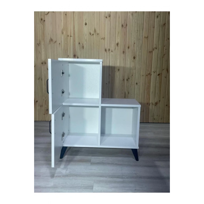 Beyaz 2 Kapaklı Açık Raflı Banyo Dolabı