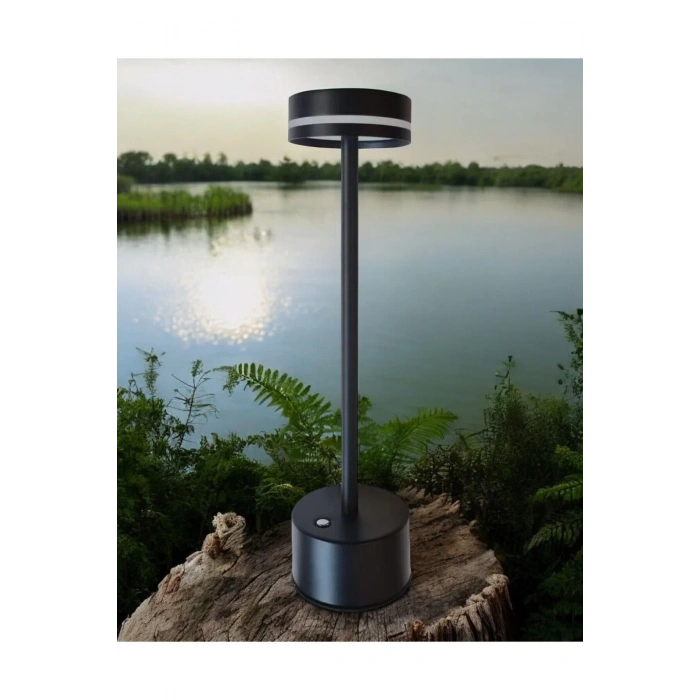 Göksu Dekoratif Şarjlı Led Masa Lambası Siyah