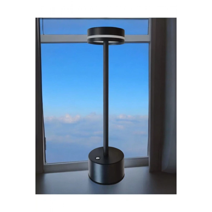 Göksu Dekoratif Şarjlı Led Masa Lambası Siyah