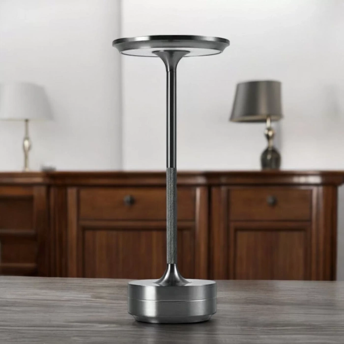 Toronto Şarjlı Dokunmatik Platin Masa Lambası 3 Renk Işık