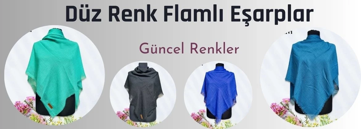 Düz Renk Flamlı Eşarp