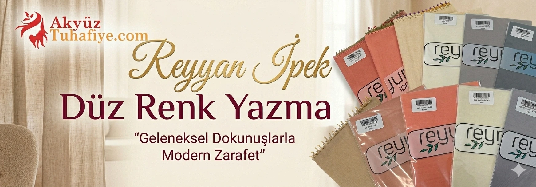 Reyyan İpek Düz Renk Poşetli Oyalık Yazma