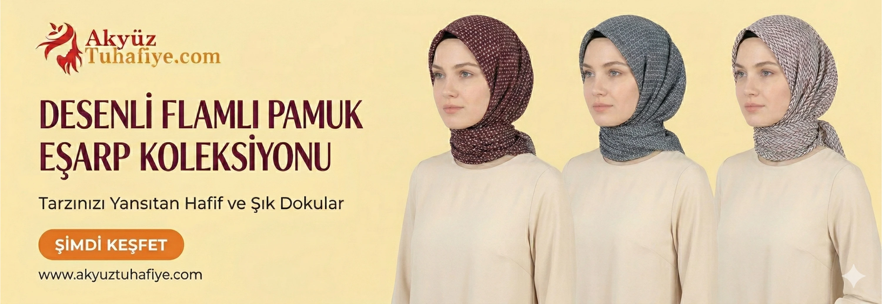 Desenli Flamlı Pamuk Eşarp