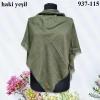 Soft İpek Düz Renk Flamlı Pamuk Eşarp (Haki Yeşil) 937-115