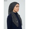 Eyfel Desenli Dimi Pamuk Eşarp (Siyah - Beyaz Serisi) 1014-119