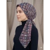Huzurlu İpek Desenli Flamlı Pamuk Eşarp 1019-117