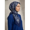 Huzurlu İpek Desenli Flamlı Pamuk Eşarp 1021-113