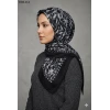 Huzurlu İpek Desenli Flamlı Pamuk Eşarp 1021-114