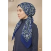 Huzurlu İpek Desenli Flamlı Pamuk Eşarp 1021-125