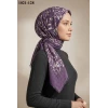 Huzurlu İpek Desenli Flamlı Pamuk Eşarp 1021-128