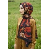 Moon Scarf Soft Pamuk Şal (Siyah-Turuncu) 1040-120