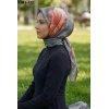 Zer Scarf Dijital Soft Pamuk Eşarp (Gri-Turuncu) 1041-112