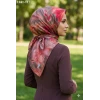 Zer Scarf Dijital Soft Pamuk Eşarp (Kahve-Kırmızı) 1041-117