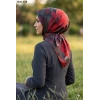 Zer Scarf Dijital Soft Pamuk Eşarp (Siyah-Kırmızı) 1041-118