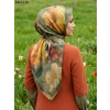 Zer Scarf Dijital Soft Pamuk Eşarp (Haki-Sarı-Kırmızı) 1041-120