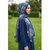 Moon Scarf Bambu Kraş Pamuk Şal (Lacivert) 203-117