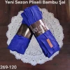 Lady Coco Pliseli Bambu Şal 269-120 (saks mavisi)