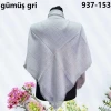 Soft İpek Düz Renk Flamlı Pamuk Eşarp (Gümüş Gri) 937-153