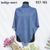 Soft İpek Düz Renk Flamlı Pamuk Eşarp (indigo mavi) 937-165